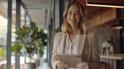 Poster - The businesswoman with tablet