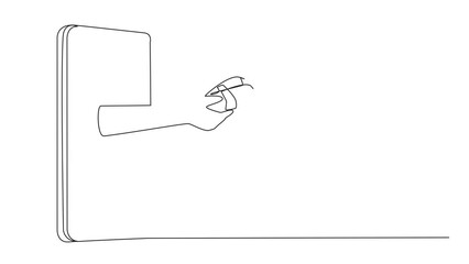 Poster - self drawing of hand comes out from the middle of the smartphone holding banknotes. choose necessiti