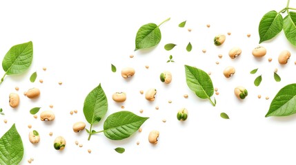 isolated white background of soybeans