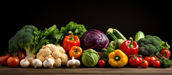 Wall Mural - Different fresh vegetables on the table. Creative banner. Copyspace image