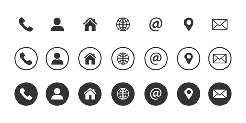 Poster - set of contact us icons. web icon set. contact information icons for business cards