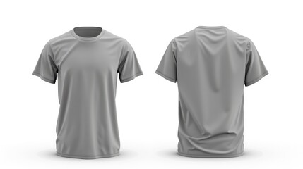 Wall Mural - Plain gray t-shirt front and back view for mockup in PNG transparent background