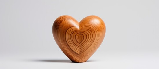 Poster - A wooden box in the shape of a heart symbolizing love stands alone on a white background in this copy space image