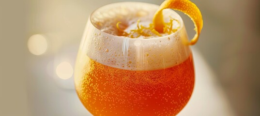 Poster - Craft IPA with Citrus Zest: A detailed shot of a glass of IPA beer, garnished with a twist of citrus zest