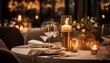 © owen - Fine dinning table with candle light and wine glass