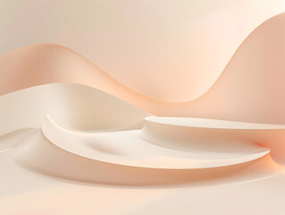 Wall Mural - A white background with a wave of pink. The wave is very soft and gentle