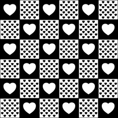 Poster - Seamless pattern with heart. Cute hearts. Repeating small and big pattern for prints. Love symbol for girl or woman design. Repeated monochrome texture. Abstract geometry plaid. Vector illustration