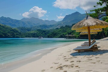 Poster - Island Beach with Lagoon: A secluded island beach with a tranquil lagoon