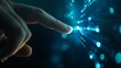 © Worrapol - Finger touching digital glowing data, futuristic technology concept