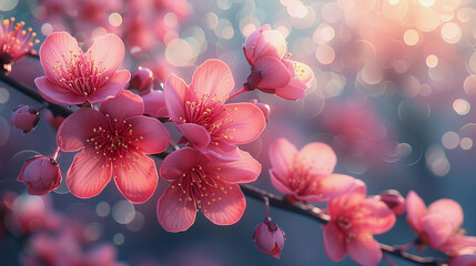 Wall Mural - Nature background of Blossom Sakura. Cherry Plants on Beautiful bokeh