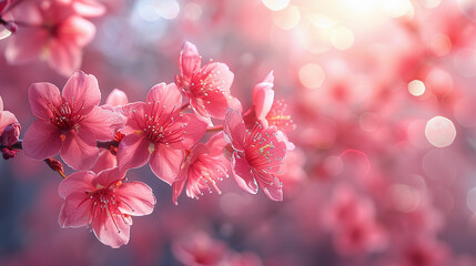 Wall Mural - Nature background of Blossom Sakura. Cherry Plants on Beautiful bokeh