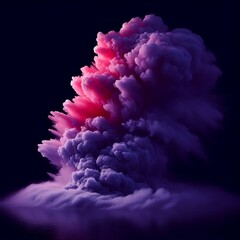 Wall Mural - A vibrant cloud of smoke with a color gradient from deep purple to pink, suggesting a dynamic and intense event
