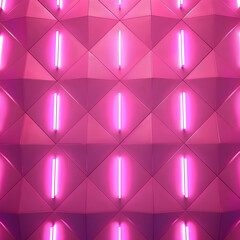 Wall Mural - The image is a pink background with neon lights that spell out the letters 