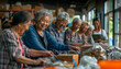 © Kateryna - a  of a group of senior people in their 60s volunteering at a local charity, sorting donations and working together with smiles, Multiracial Group, People, Senior peo