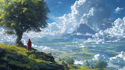 Canvas Print - a man stands in front of a tree in a field