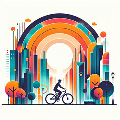 World Bicycle day with art illustration style