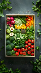 Wall Mural - Health and Wellness Coach Promoting Plant Based Food Box for Overall Health and Nutritional Balance   Perfect for Health and Food Ads