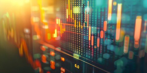Fototapete - computer screen with a colorful background of data on it