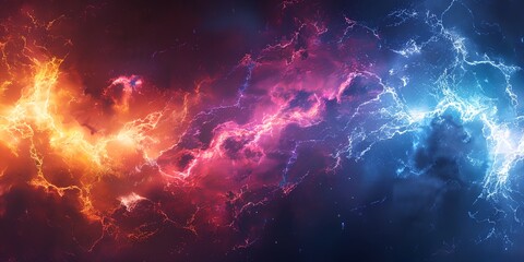 Wall Mural - a colorful background of clouds and lightnings