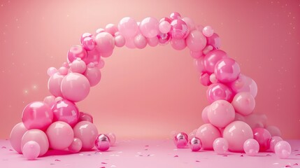 Poster - A pink archway made of balloons