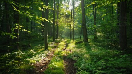 Aufkleber - A forest with a path through it