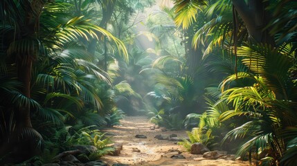 Poster - A jungle scene with a path through the trees