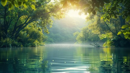 Aufkleber - The water is calm and still, reflecting the beauty of the natural environment