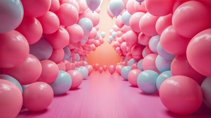 Poster - A pink and blue room with a pink and blue balloon arch