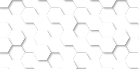Abstract pattern with hexagonal white and gray technology line paper background. Hexagonal grid tile and mosaic structure mess cell. white and gray hexagon honeycomb geometric copy space.