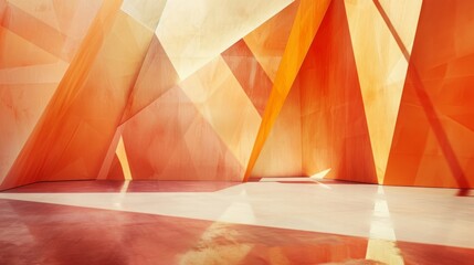 Wall Mural - architecture background in abstract orange earth tone, design of vibrant exterior corners.