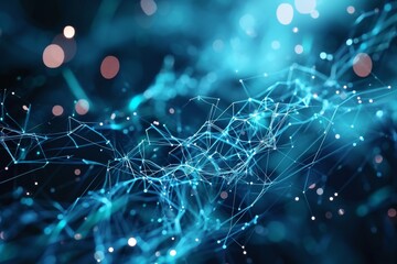 Poster - Abstract digital background. It can be used for technological processes, neural networks and AI, digital storage, sound and graphic form, AI generated