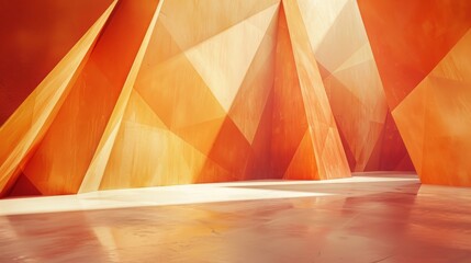 Wall Mural - architectural abstract in orange earth hues, vibrant design of external corners.