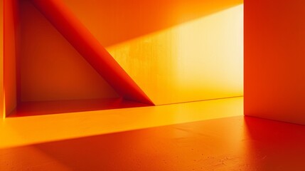 Wall Mural - Minimal architectural red background with light refraction and shadows.