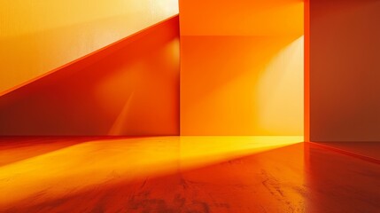Wall Mural - minimal red background in architecture, light refraction and shadows.