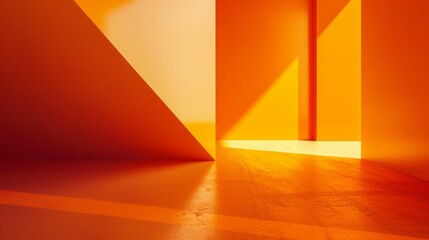 Wall Mural - red minimalistic architectural backdrop, light bending and shadows.