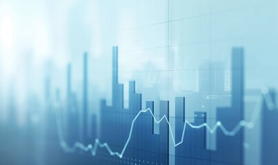 Poster - Virtual Stock Market Chart Display. Digital Financial Growth Graphs in Blue Tone. Abstract Business Trends and Market Analysis