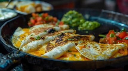 Sizzling Quesadillas on a Grill: A Delightful Mexican Street Food Experience