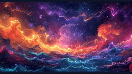 Wall Mural - Abstract Starry Skies, Artistic representations of starry skies with surreal elements and vibrant colors