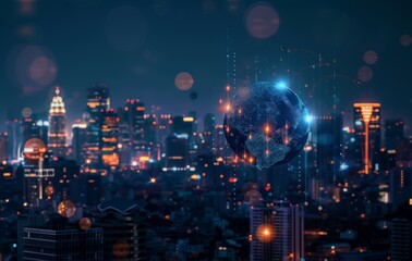 Poster - The future of 5G wireless connection and internet of things. Concept of 5G wireless digital connection and internet of things.
