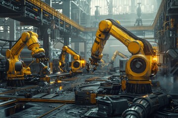 Poster - Automated robot arm machine used in smart factories, Industry 4.0