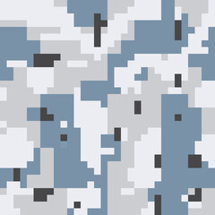 Wall Mural - Military pixel camouflage illustration seamless pattern white grey winter camo square texture banner illustration wallpaper