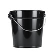 © Shilpi - Front view of empty unpainted black plastics bucket on Isolated transparent background png. generated with AI