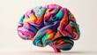 © Pornarun - A vibrant, abstract brain sculpture, blending colors seamlessly in digital art
