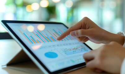 Poster - Data Analysis in Action, Tracking Business Performance on a Tablet. Modern Analytics, Interactive Data Visualization in Use. Touching the Future of Business: Engaging with Digital Analytics.