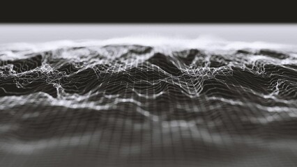 Poster - Abstract Grid With Turbulence Map Background/ Animation of an abstract background of grid with fractal surface waving