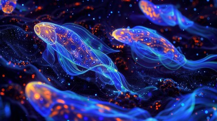 Bioluminescent Effects, Glowing, bioluminescent patterns inspired by underwater creatures