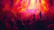 © Bijac - passionate worship concert raised hands in praise joyful crowd digital illustration