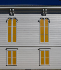 Artistic windows of historic house in Farnsworth Homestead in ROCKLAND, ME