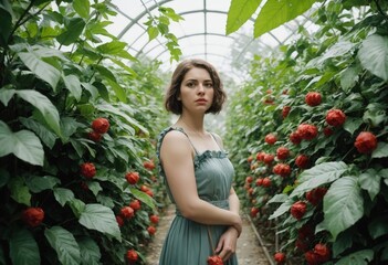 Sticker - woman in a greenhouse