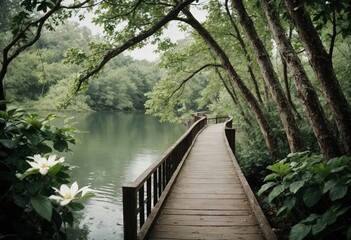 Canvas Print - wooden bridge over the river